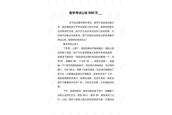 考试感想300字