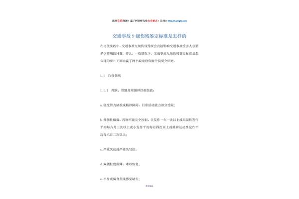 9级伤残鉴定标准