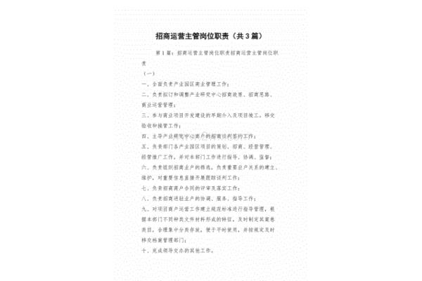 运营主管岗位职责