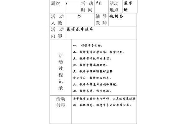 篮球社团活动记录