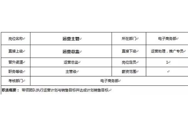运营主管岗位职责