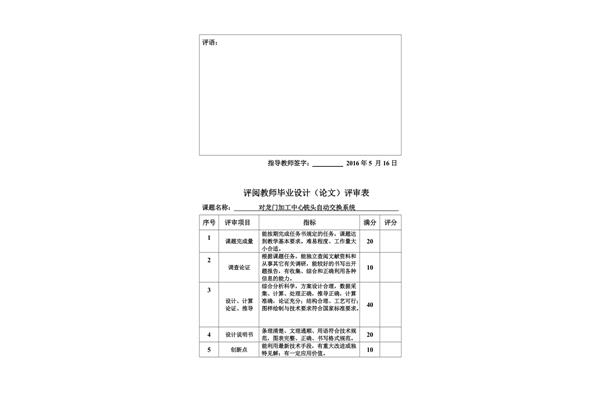 论文评阅教师评语