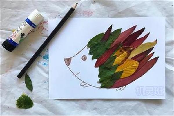 手工树叶贴画
