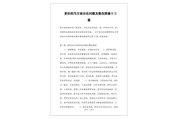 责任担当方面