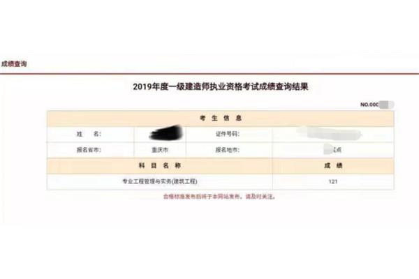 一建考试成绩查询