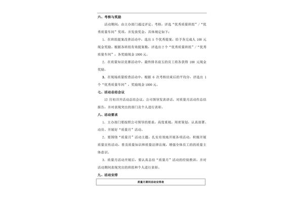 质量月活动方案