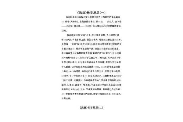元日教学反思