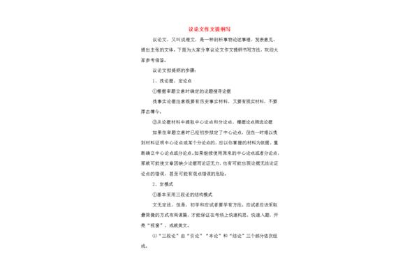 议论文格式模板
