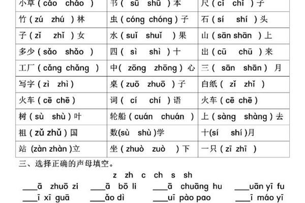 翘舌音的字有哪些