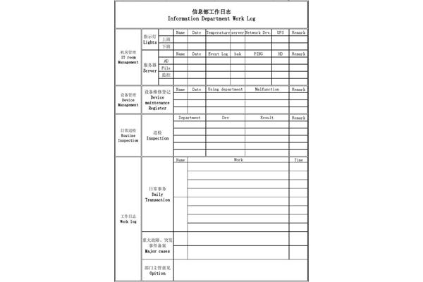 工作日志模板范文