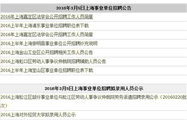 上海事业单位招聘
