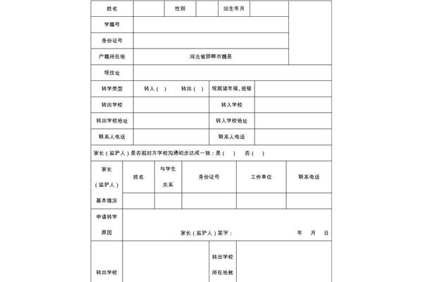 转学申请怎么写