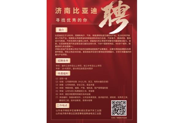 比亚迪招聘信息