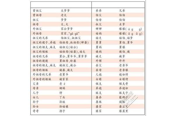 称呼大全表