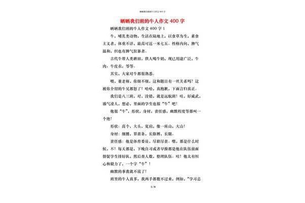 我们班的牛人作文
