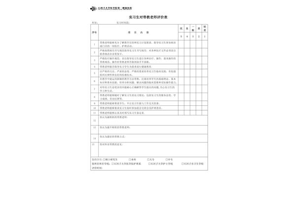 对带教老师的评价
