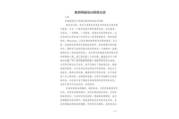 教师网络研修总结