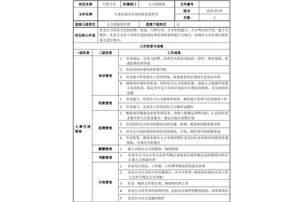 行政专员工作内容