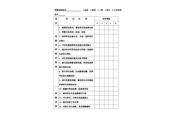 对带教老师的评价