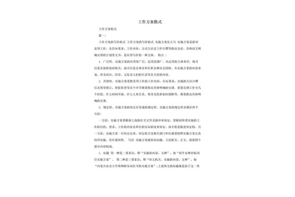 工作方案格式