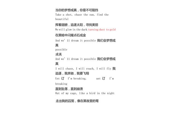 梦想成真的英文