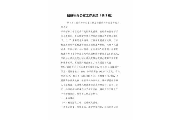 招投标工作总结