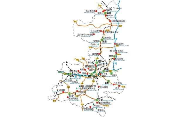陕西旅游地图