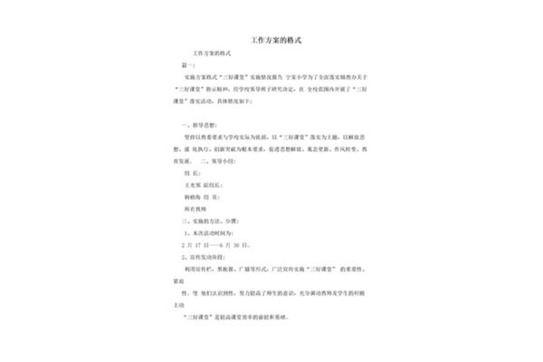 工作方案格式