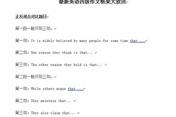 四级作文万能模板