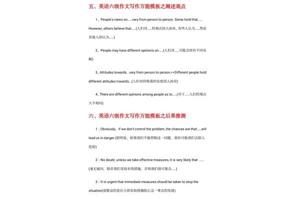 六级英语作文模板