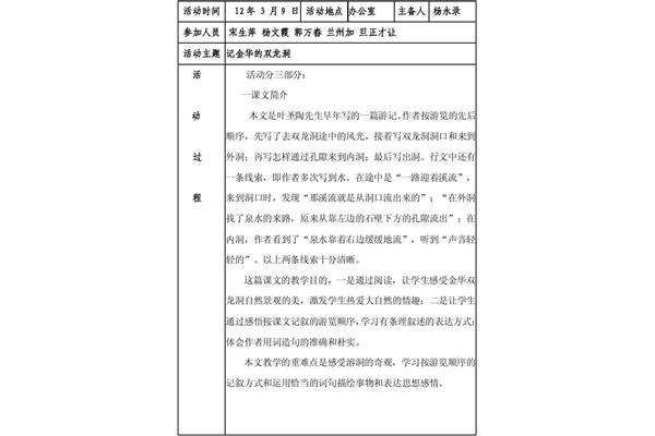 集体备课记录表