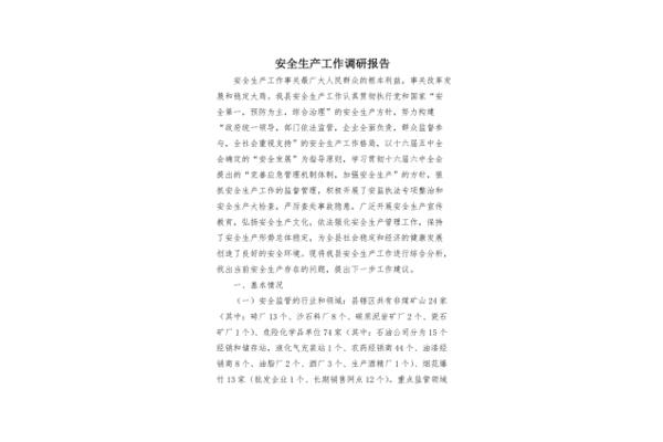 安全生产调研报告