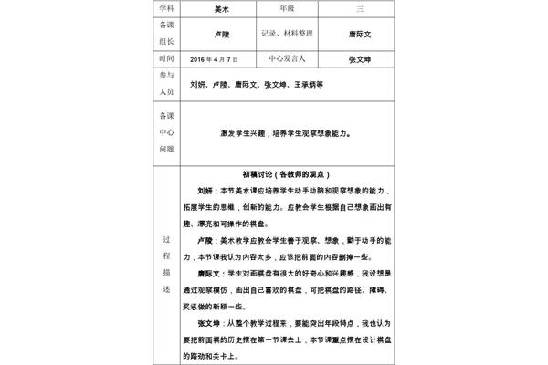 集体备课记录表