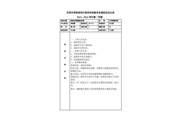 集体备课记录表