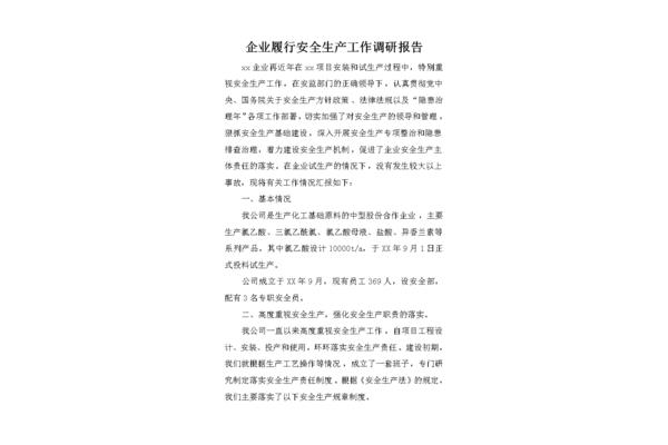 安全生产调研报告