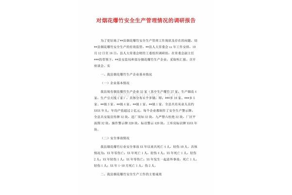 安全生产调研报告