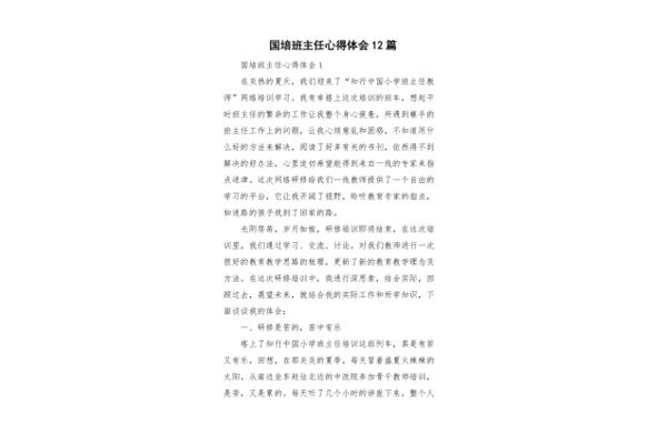 班主任心得