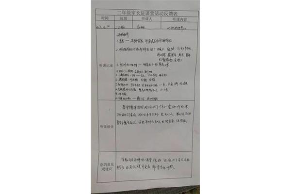 家长反馈表怎么写
