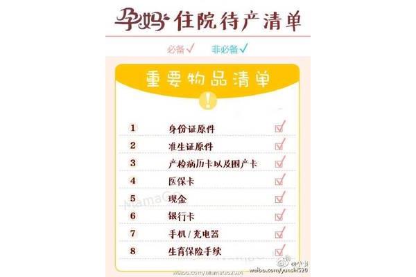 住院必备物品清单