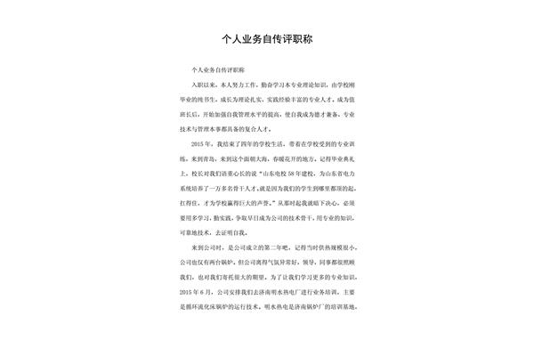 个人业务自传
