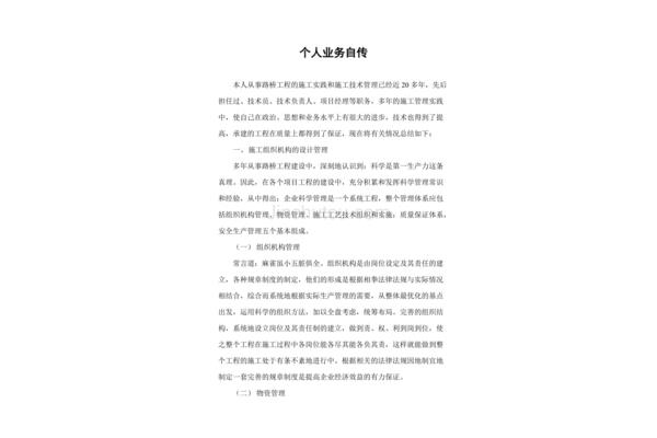 个人业务自传