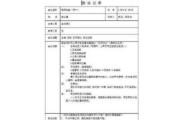 办公会议纪要