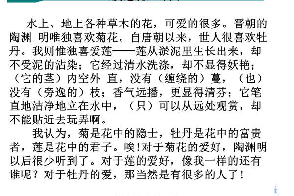 爱莲说的译文
