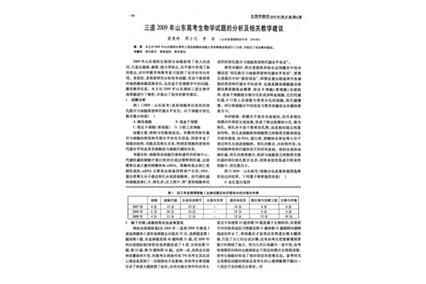 山东高考生物