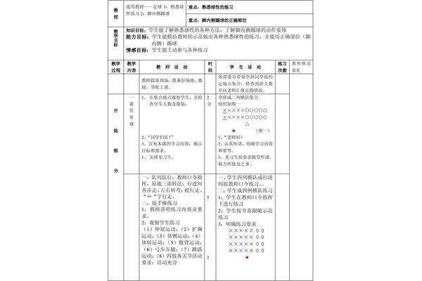 脚内侧踢球教案