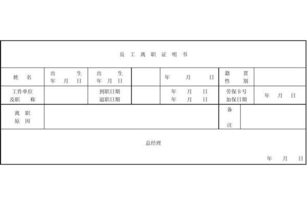 员工离职证明模板