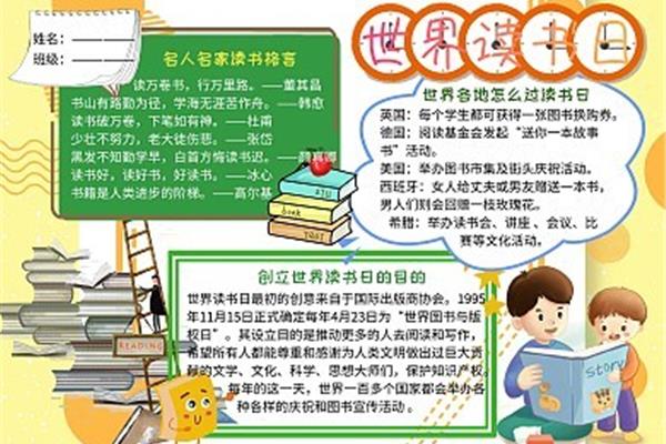 世界读书日手抄报