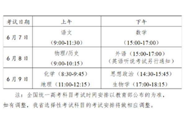广东高考时间