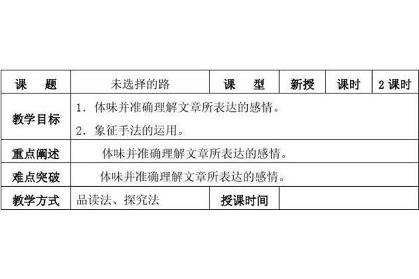 未选择的路教案