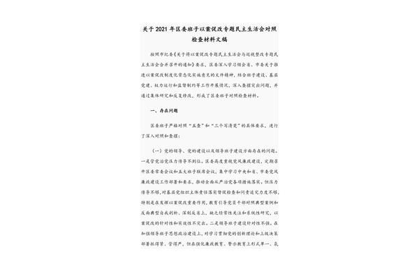 班子对照检查材料